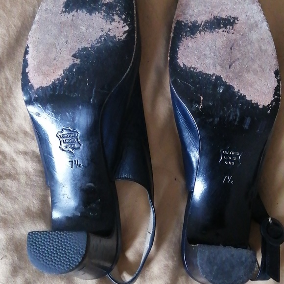 Navy leather slingbacks - Picture 5 of 5
